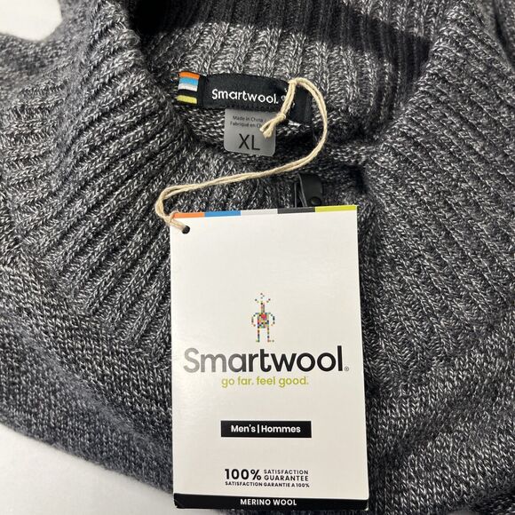 Smartwool Men's Black Charcoal Ripple Ridge Half Zip Sweater Size XL - Picture 3 of 8